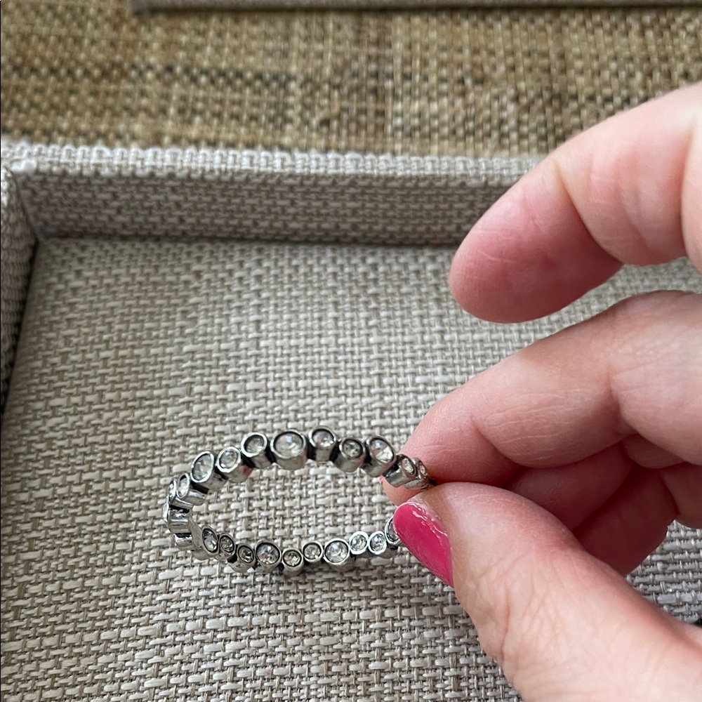 Silver and Cubic Zirconia Hoop Earrings - Picture 5 of 8